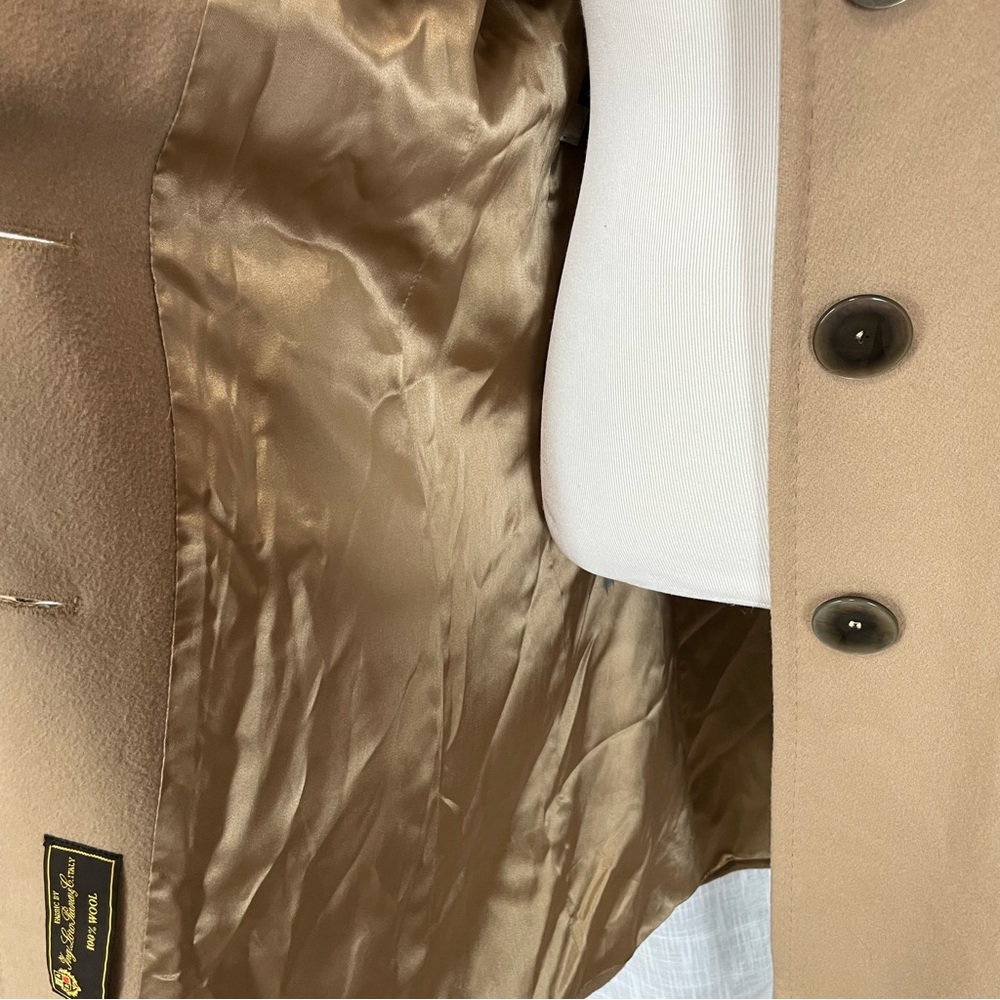 Fleurette Womens Loro Piana Italy Wool Coat Size 10 Tan Notched Collar Buttons - Picture 4 of 16